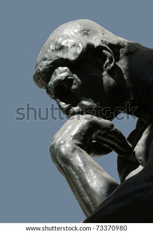 MOSCOW - AUGUST 2: The Thinker, famous statue by Auguste Rodin, at the exhibition of Auguste Rodin in Moscow, Russia, on August 2, 2010