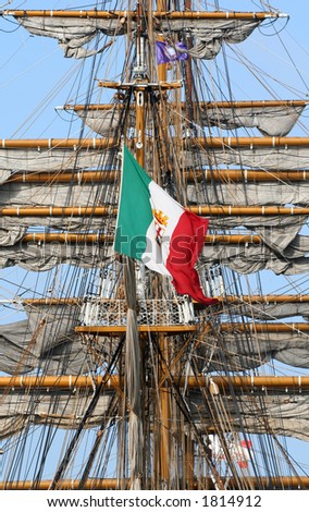Masts and sails of Amerigo Vespucci ship