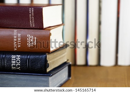 Holy Bible in different languages - english, hebrew and greek