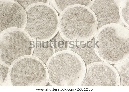 Close-up of many round tea bags