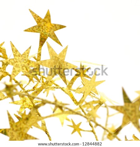 White background with golden stars and copy space