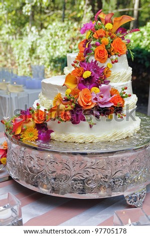 Wedding cake at a wedding reception
