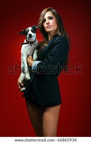 Sophisticated woman with her dogs