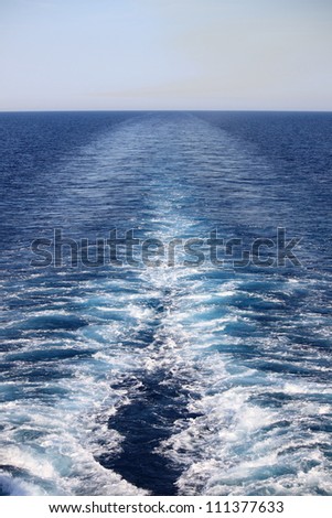 Wake of a cruise ship on the open ocean