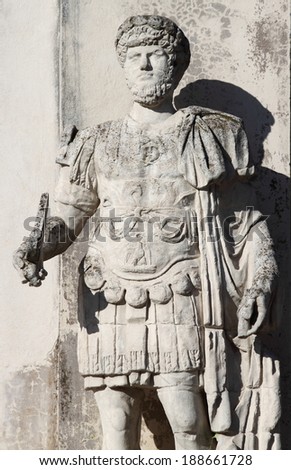 Statue of the roman emperor Hadrian in Rome, Italy