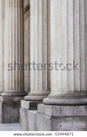 Granite columns in a roman temple in Rome, Italy