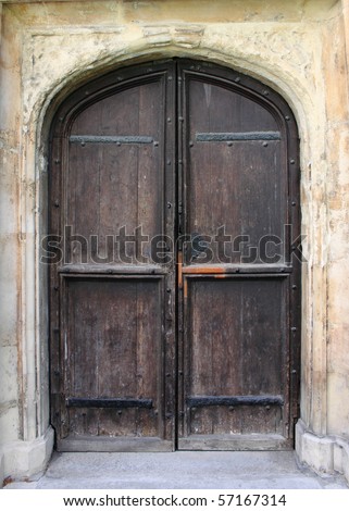 Medieval front door in the downtown of London, UK