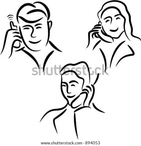 stock vector : Communication icons: People talking on a cell phone.