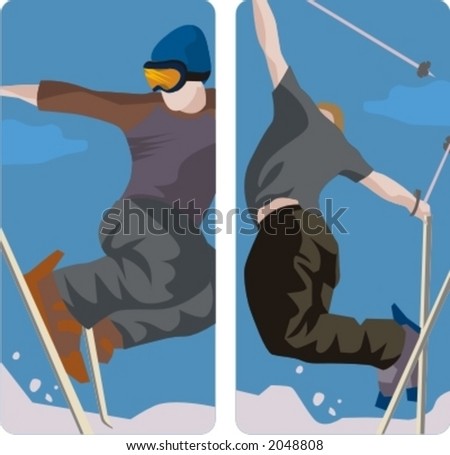 Sport illustrations series. A set of 2 winter sport illustrations.