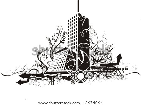 black and white urban backgrounds. stock vector : Black and white urban design with ornamental and grunge 