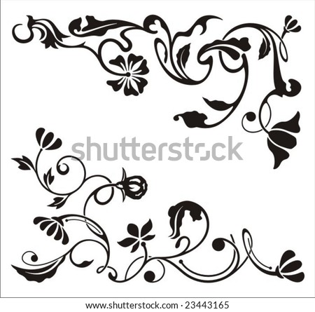 stock vector Ornamental corner designs with floral details vector series