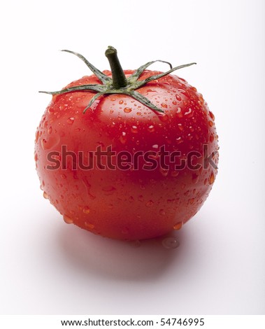 stock photo Wet juicy tomato on isolated on white wet juicy