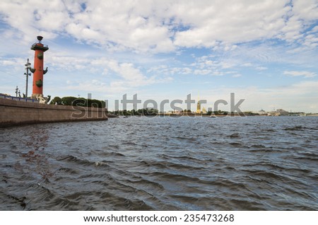 View from Vasilevsky Island at Peter and Paul Fortress, Saint-Petersburg, Russia