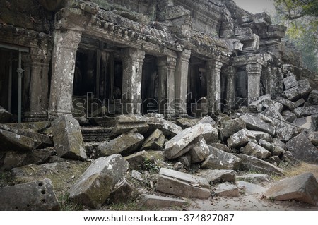 Ruins of Ta Prohm temple at Angkor Wat complex, Siem Reap, Cambodia