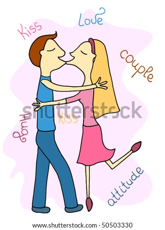 couple kissing sketch. stock vector : Kissing couple