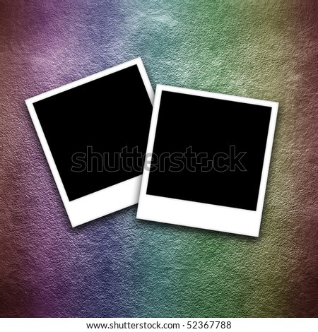 two photo frame on rainbow color grunge background