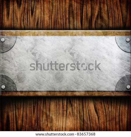 Metal plate on wooden planks