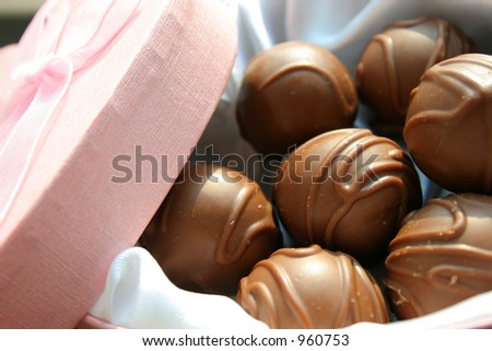Opened box of chocolates for Valentine\'s Day.