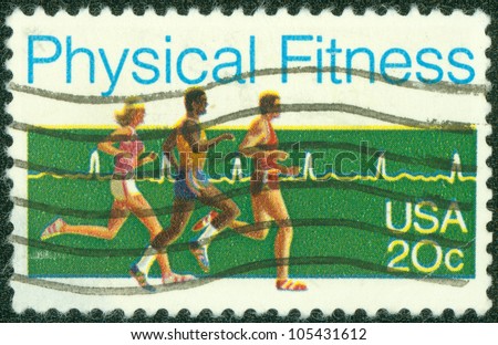 USA - CIRCA 1983: A Stamp printed in USA shows a Runners and cardiogram, Physical Fitness issue, circa 1983