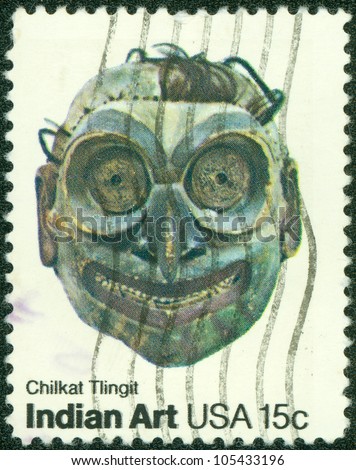USA - CIRCA 1980 : A stamp printed in the USA shows chilkat tlingit, Indian Art, circa 1980