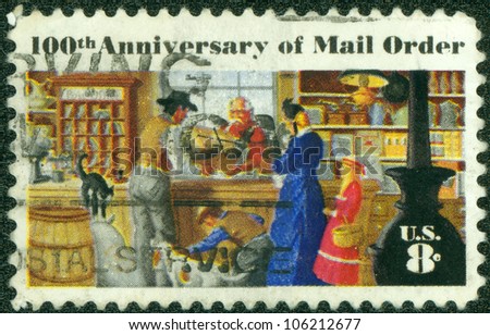 USA - CIRCA 1972: A Stamp printed in USA shows the Rural Post Office Store, Mail Order Issue, circa 1972