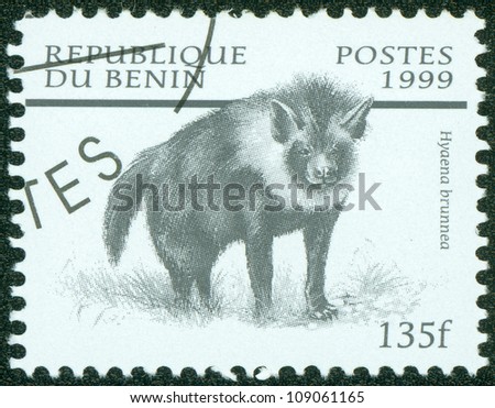 REP OF BENIN - CIRCA 1999: mail stamp printed in Benin featuring a African wild dog, circa 1999