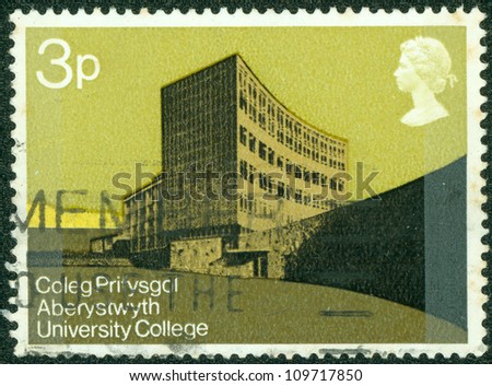 UNITED KINGDOM - CIRCA 1971: A stamp printed in England, shows Physical Sciences Building, University College of Wales, Aberystwyth, circa 1971