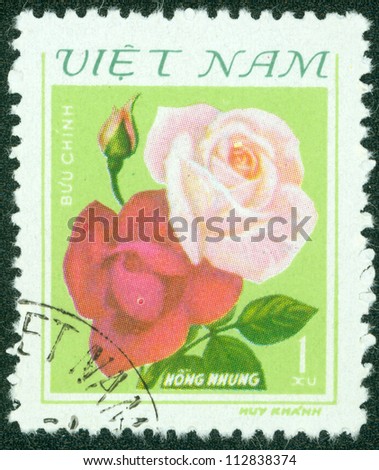 VIETNAM - CIRCA 1974: A stamp printed in Vietnam shows Flower, circa 1974