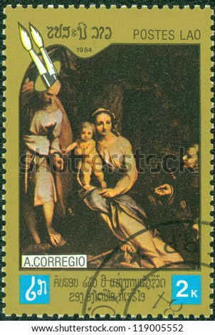 LAOS-CIRCA 1984: A stamp printed in the Laos, shows a painting, circa 1984