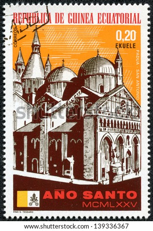 EQUATORIAL GUINEA - CIRCA 1975: stamp printed by Equatorial Guinea, shows Basilica of Saint Anthony of Padua, circa 1975