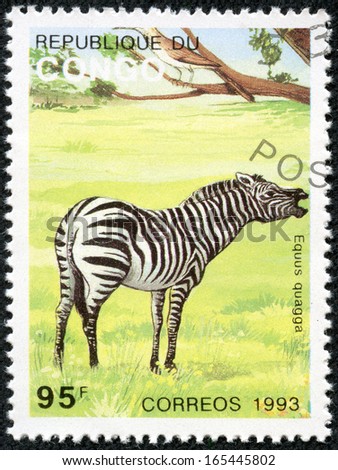 CONGO CIRCA 1993: A stamp printed in Congo, shows Zebra, from the series 