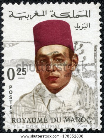 MOROCCO - CIRCA 1968: a stamp printed in the Morocco shows Hassan II, King of Morocco, circa 1968