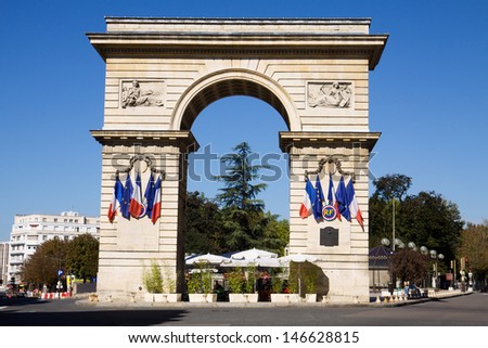 The Guillaume gate on Darcy square in Dijon, France. Dijon is a city in eastern France, and is the capital of the Burgundy region.
