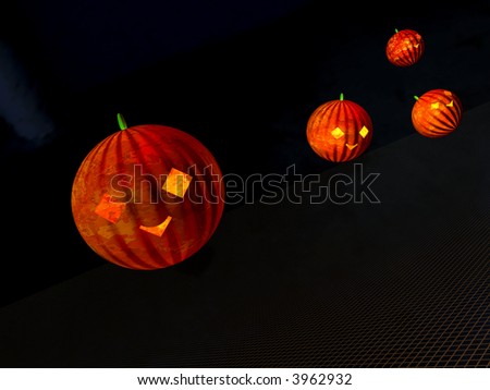 Pumpkins flying in for halloween