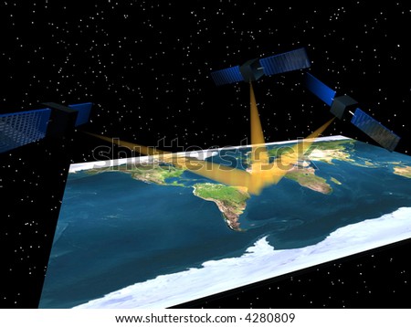 Global positioning satellites over earth map courtesy nasa