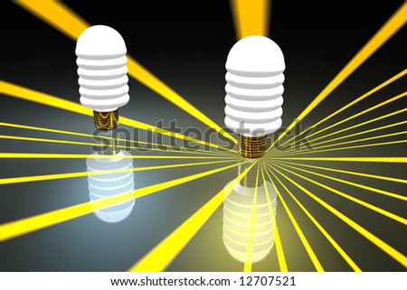 Low energy light bulbs on reflective surface