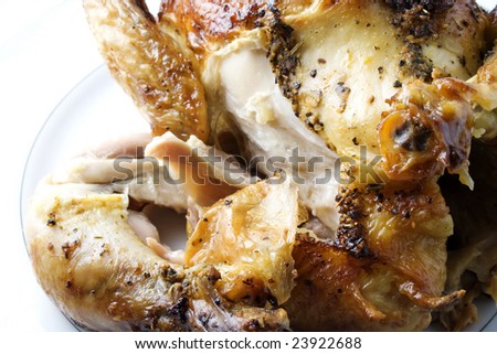 Roasted chicken on plate
