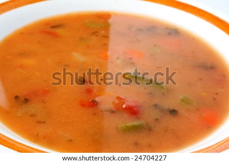 Bowl of vegetable soup ready to eat or serve