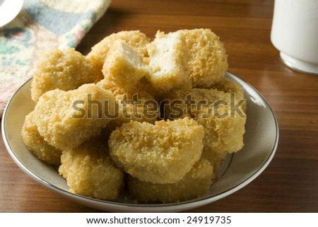 Chicken nuggets on dish ready to serve or eat