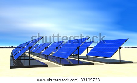 Solar electric panels in desert sun