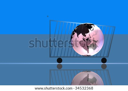 Shopping cart with earth map