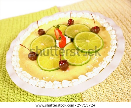 Lemon pie with cherry