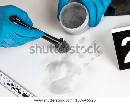Disclosure of forensic evidence using fingerprint powders.