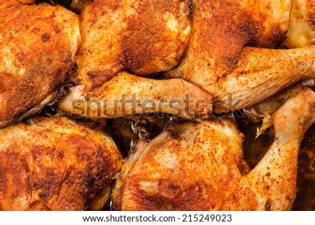 Fried chicken legs in deep fat. Selective focus.