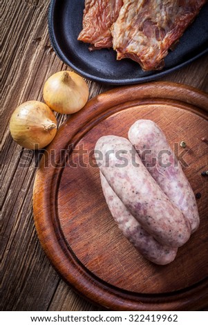 Raw white sausage - Polish culinary specialty.