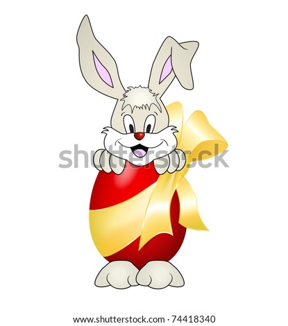 cartoon easter bunnies and eggs. stock photo : Easter egg with