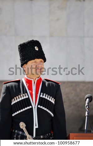 RUSSIA, KRASNODAR - APRIL 21: Governor of the Krasnodar region Alexander Tkachev on the Cossack parade on April 21, 2012 in Krasnodar, Russia.