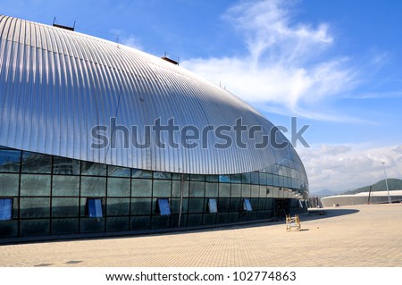 SOCHI, RUSSIA - MAY 16: Construction of ice hockey rink in the Sochi Olympic Park in May 16, 2012 in Sochi, Russia for the Winter Olympic Games 2014
