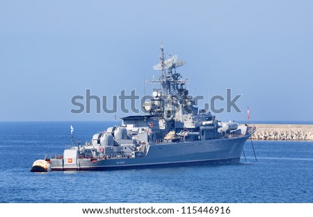 SEVASTOPOL, UKRAINE - OCTOBER 4, 2012: The frigate \