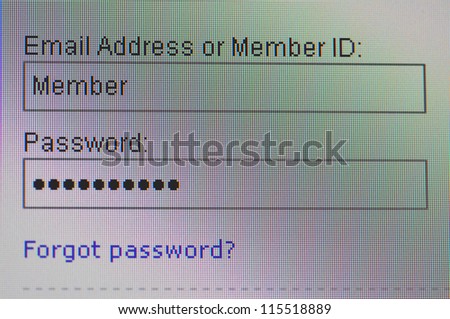 Member login and password on computer screen macro